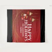 Rode gouden ballen elegante lint Kerstgroeten  Wandkleed (Voorkant (horizontaal))