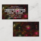 Rode & Gouden Ballen, Kerstfeest Ticket Uitnodigin Informatiekaartje (Voorkant / Achterkant)