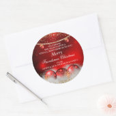 Rode Gouden Baubles Vriendsmas Kerstmis Groeten Ronde Sticker (Envelop)