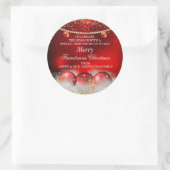 Rode Gouden Baubles Vriendsmas Kerstmis Groeten Ronde Sticker (Tas)