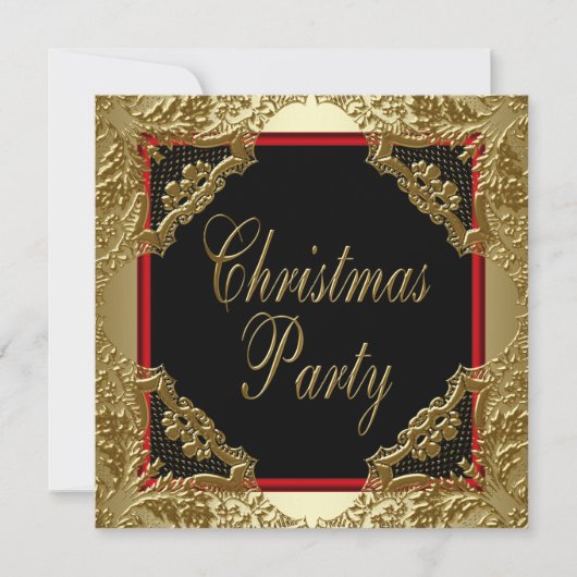 Rode Gouden Bedrijfs Kerstfeest Uitnodigingen (Voorkant)
