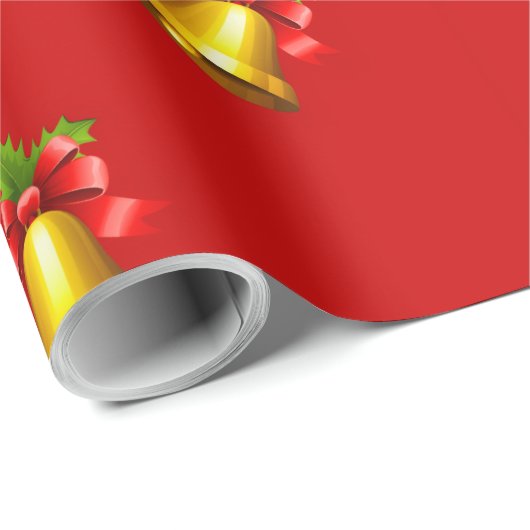 Rode Gouden Bellen en Hulst Kerstmis Cadeaupapier (Rol Hoek)