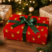 Rode Gouden Bellen en Hulst Kerstmis Cadeaupapier