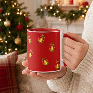 Rode Gouden Bellen en Hulst Kerstmis Mok