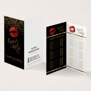 Rode & Gouden Beloften Van Confettien & Prijslijst Visitekaartje