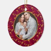 Rode gouden bessen Kerstmis foto Keramisch Ornament (Links)