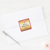 Rode & Gouden Bioscoop Popcorn Feest Sticker (Envelop)