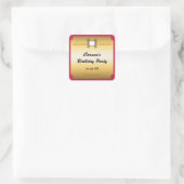 Rode & Gouden Bioscoop Verjaardagsfeestje Sticker (Tas)