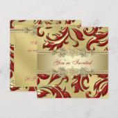 Rode Gouden Blad Rode Gouden Bedrijfs Kerstfeest Kaart (Voorkant / Achterkant)