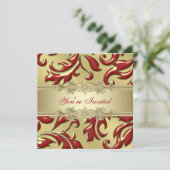 Rode Gouden Blad Rode Gouden Bedrijfs Kerstfeest Kaart (Staand voorkant)