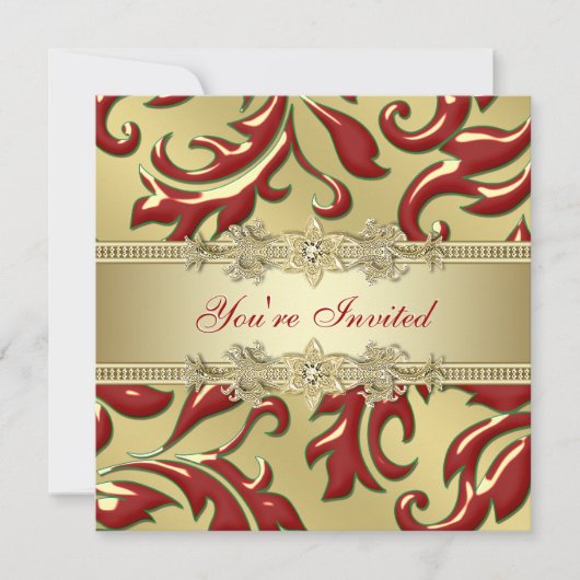 Rode Gouden Blad Rode Gouden Bedrijfs Kerstfeest Kaart (Voorkant)