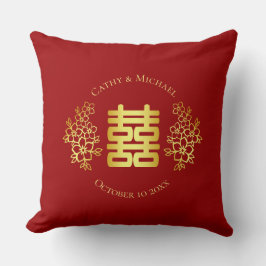 Rode gouden bloem logo Chinese theeceremonie voor  Kussen