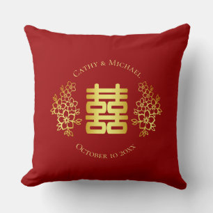 Rode gouden bloem logo Chinese theeceremonie voor  Kussen