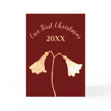 Rode Gouden Bloem Romantische Kerstmis Kaart