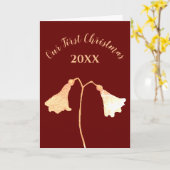 Rode Gouden Bloem Romantische Kerstmis Kaart (Gele Bloem)