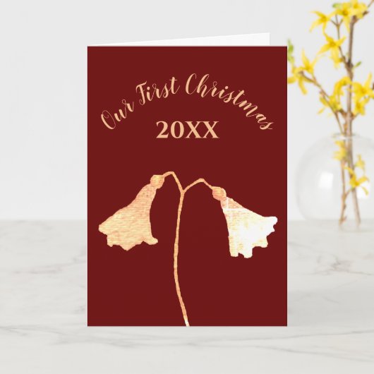 Rode Gouden Bloem Romantische Kerstmis Kaart (Gele Bloem)