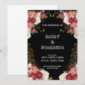 Rode Gouden Bloem Waterverf Uitnodiging (Voorkant / Achterkant)