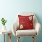 Rode gouden bloemen Logo bruiloft Kussen (Stoel)