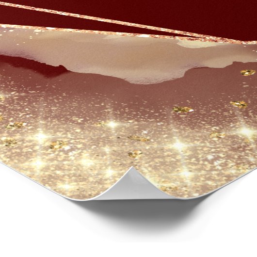 Rode Gouden Bloemen Roos Quinceanera teken Welkom Poster (Hoek)