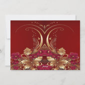Rode Gouden Bloemen Vakantie Kaart (Achterkant)