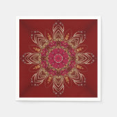 Rode Gouden Bloemen Vakantie Servet (Voorkant)