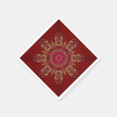 Rode Gouden Bloemen Vakantie Servet (Hoek)