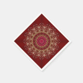 Rode Gouden Bloemen Vakantie Servet (Hoek)