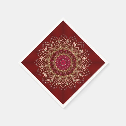 Rode Gouden Bloemen Vakantie Servet (Hoek)