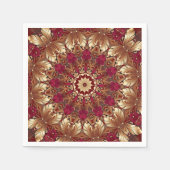 Rode Gouden Bloemen Vakantie Servet (Voorkant)