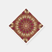 Rode Gouden Bloemen Vakantie Servet (Hoek)