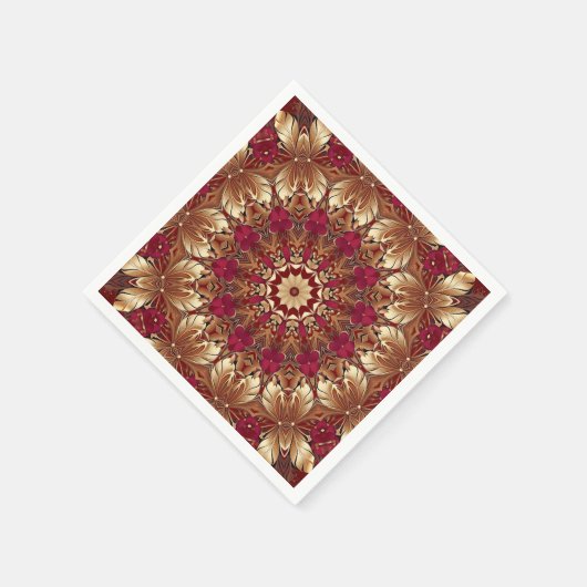 Rode Gouden Bloemen Vakantie Servet (Hoek)