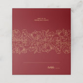 Rode Gouden Bloemen Verjaardagsfeestje Plaatskaartje (Buitenkant ongevouwen)