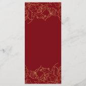 Rode Gouden Bloemen Verjaardagsprogramma Programmakaart (Achterkant)