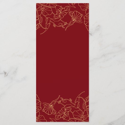 Rode Gouden Bloemen Verjaardagsprogramma Programmakaart (Achterkant)