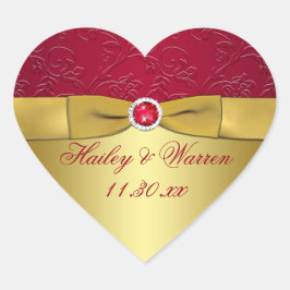 Rode, gouden bloemenbruiloft gunst Sticker