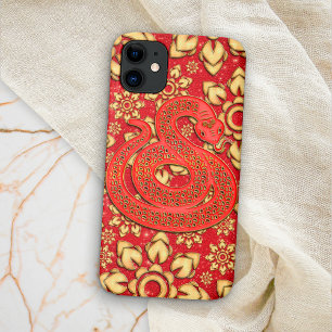 Rode Gouden Bloemenslang 2025 Chinees Nieuwjaar Zo Case-Mate iPhone Case