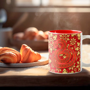 Rode Gouden Bloemenslang 2025 Chinees Nieuwjaar Zo Tweekleurige Koffiemok
