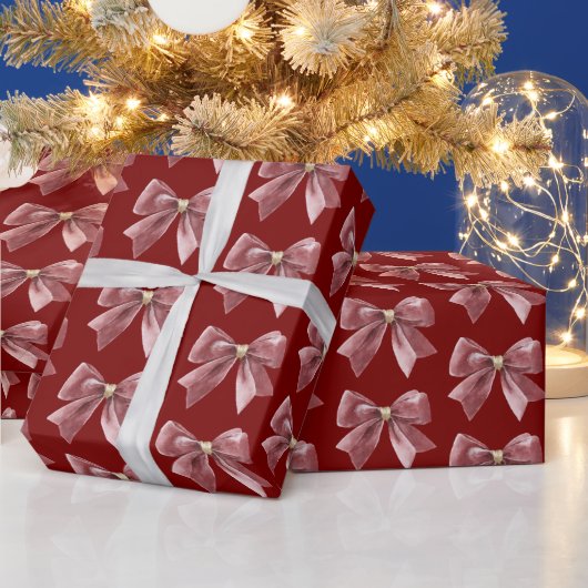 Rode Gouden Boog Kerst Cadeaupapier (Feestdagen)