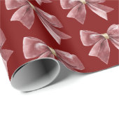 Rode Gouden Boog Kerst Cadeaupapier (Rol Hoek)