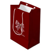 Rode Gouden Boog Kerst Medium Cadeauzakje (Voorkant Gekanteld)