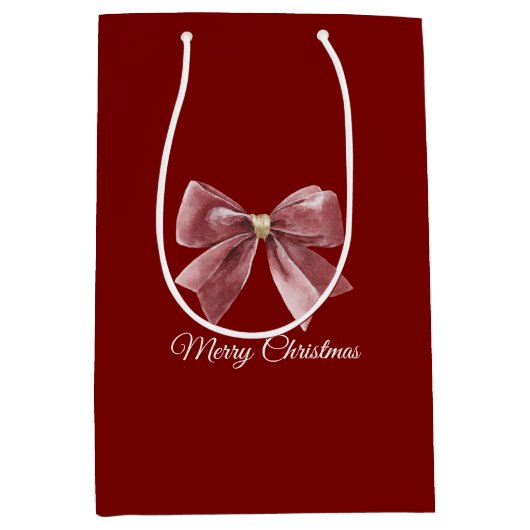 Rode Gouden Boog Kerst Medium Cadeauzakje (Voorkant)