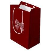 Rode Gouden Boog Kerst Medium Cadeauzakje (Achterkant Gekanteld)