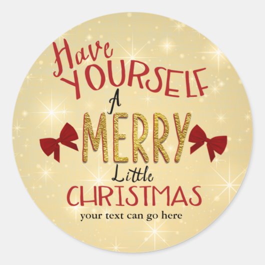 Rode Gouden Boog Kerstkaart Kerst Sticker (Voorkant)