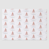Rode Gouden Boom Patroon Naam Vrolijke Kerstmis Tissuepapier (Voorkant)