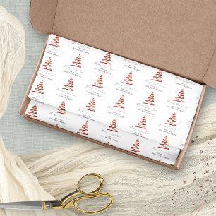 Rode Gouden Boom Patroon Naam Vrolijke Kerstmis Tissuepapier