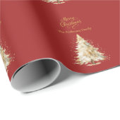 Rode gouden boom sneeuw Kerstmis Cadeaupapier (Rol Hoek)