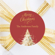 Rode gouden boom sneeuw Kerstmis