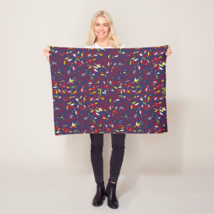 Rode Gouden Botanische Herfstbladeren Fleece Deken