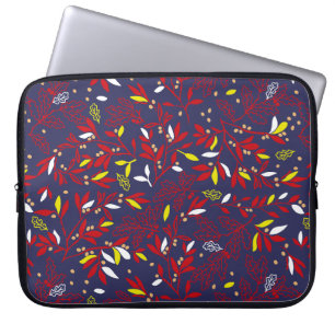 Rode Gouden Botanische Herfstbladeren Laptop Sleeve