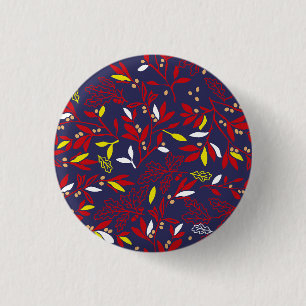 Rode Gouden Botanische Herfstbladeren Ronde Button 3,2 Cm